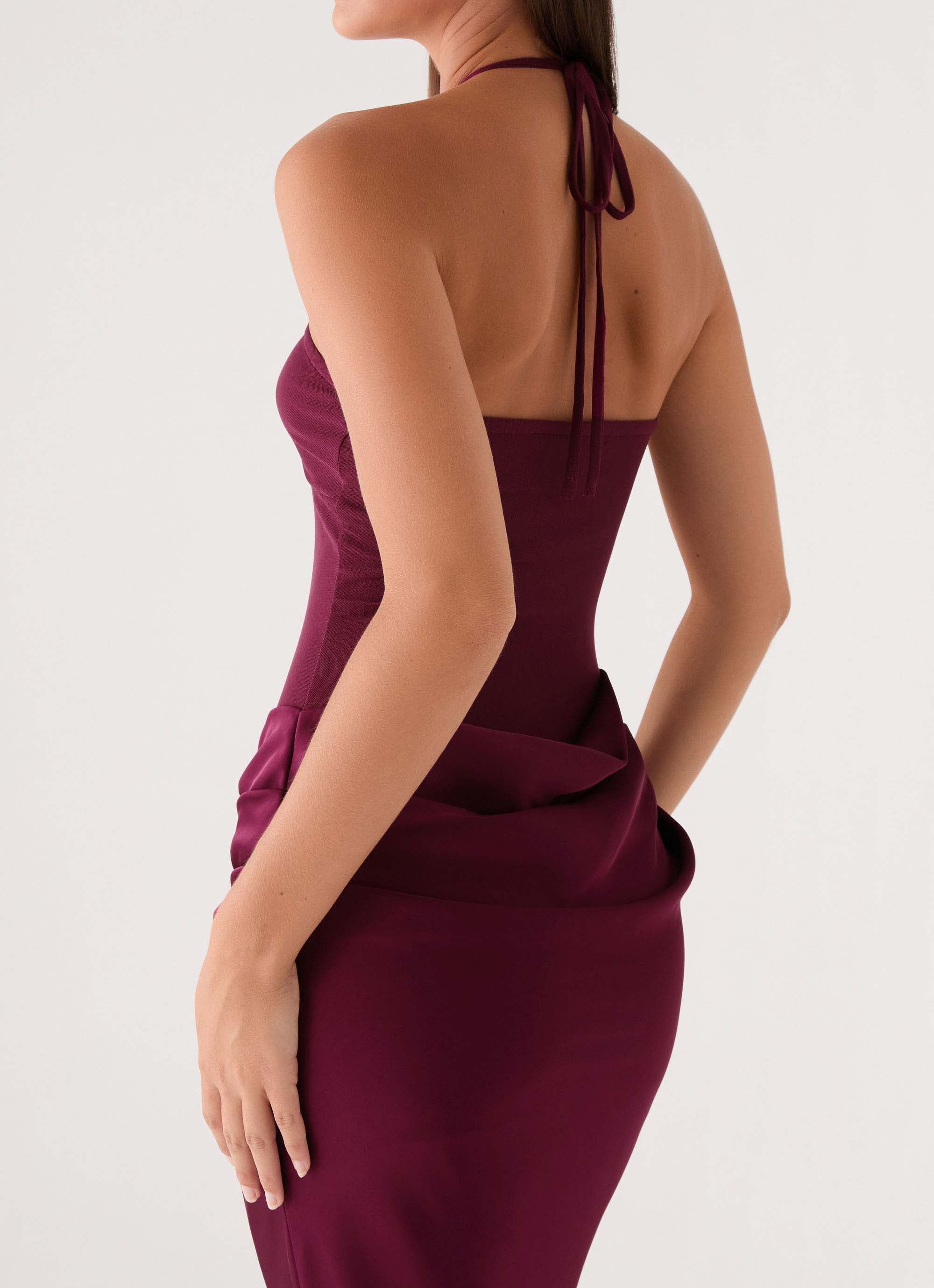 Verner Halter Maxi Dress Plum