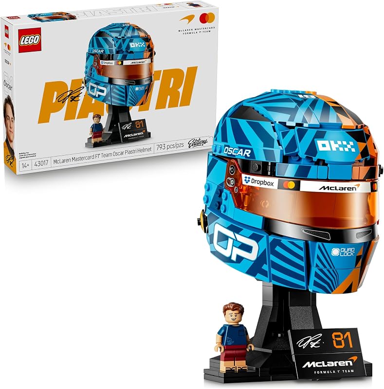 LEGO Editions McLaren MasterCard F1 Team Oscar Piastri Helmet Building Set for Teens Ages 14 F1 Bedroom Office or Shelf Decor for Fans Gift for Teenage Boys Girls 43017