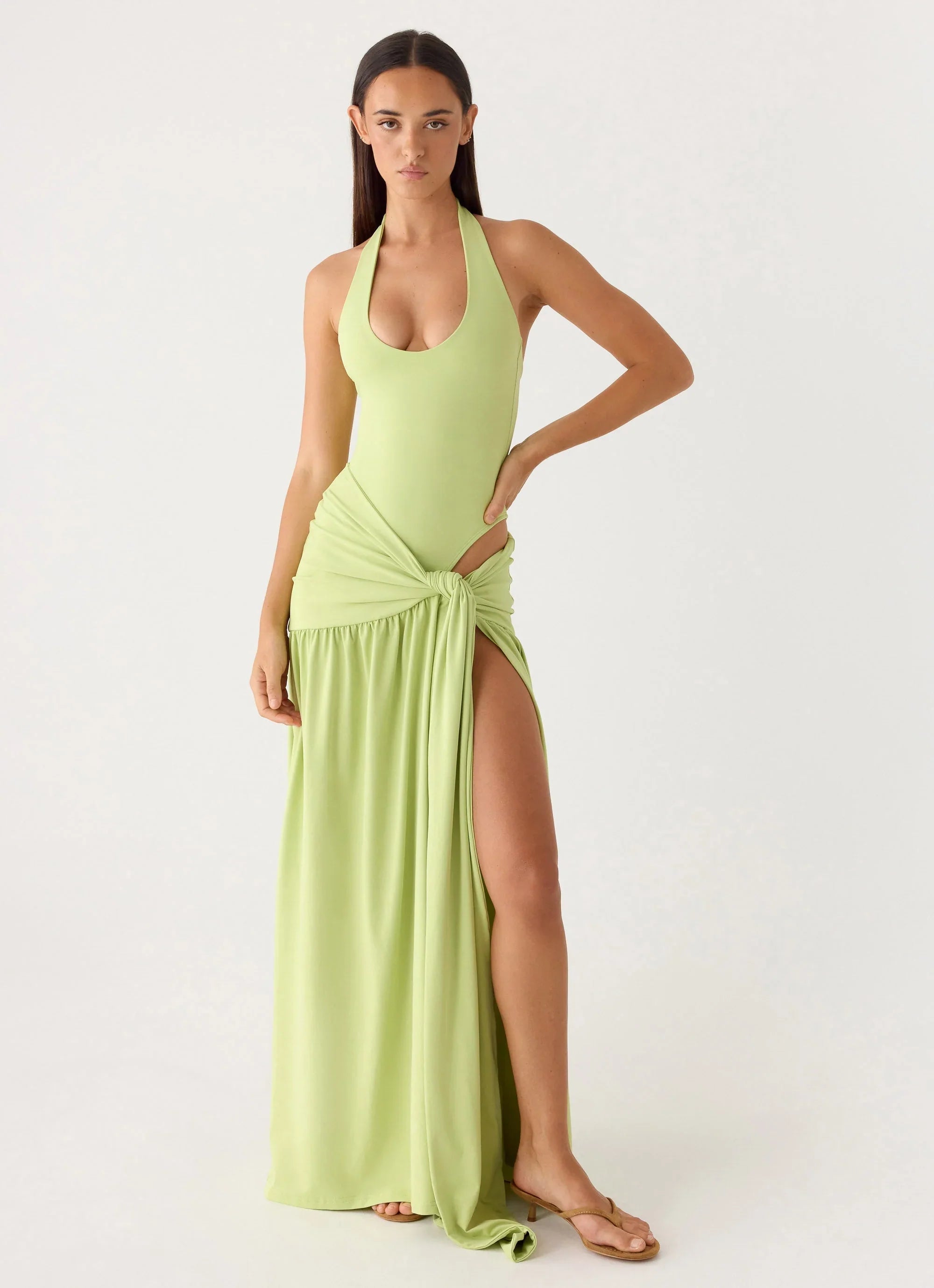 My Answer Bodysuit Maxi Dress Lime