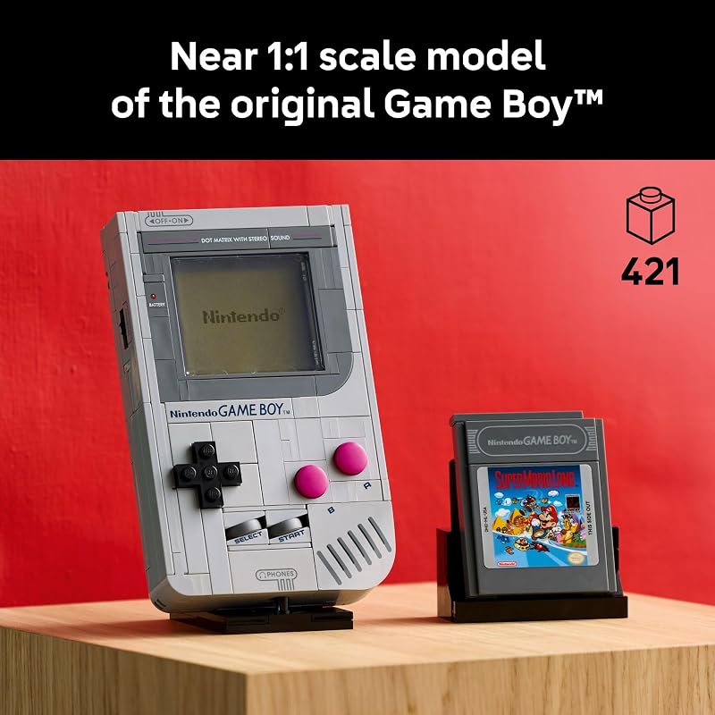 LEGO Super Mario Game Boy Retro Building Sets for Adults Ages 18 Gifts for Birthdays Collectible Model with Game Paks and Display Stand 72046