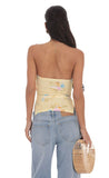 Floral Strapless Double Slit Top in Yellow