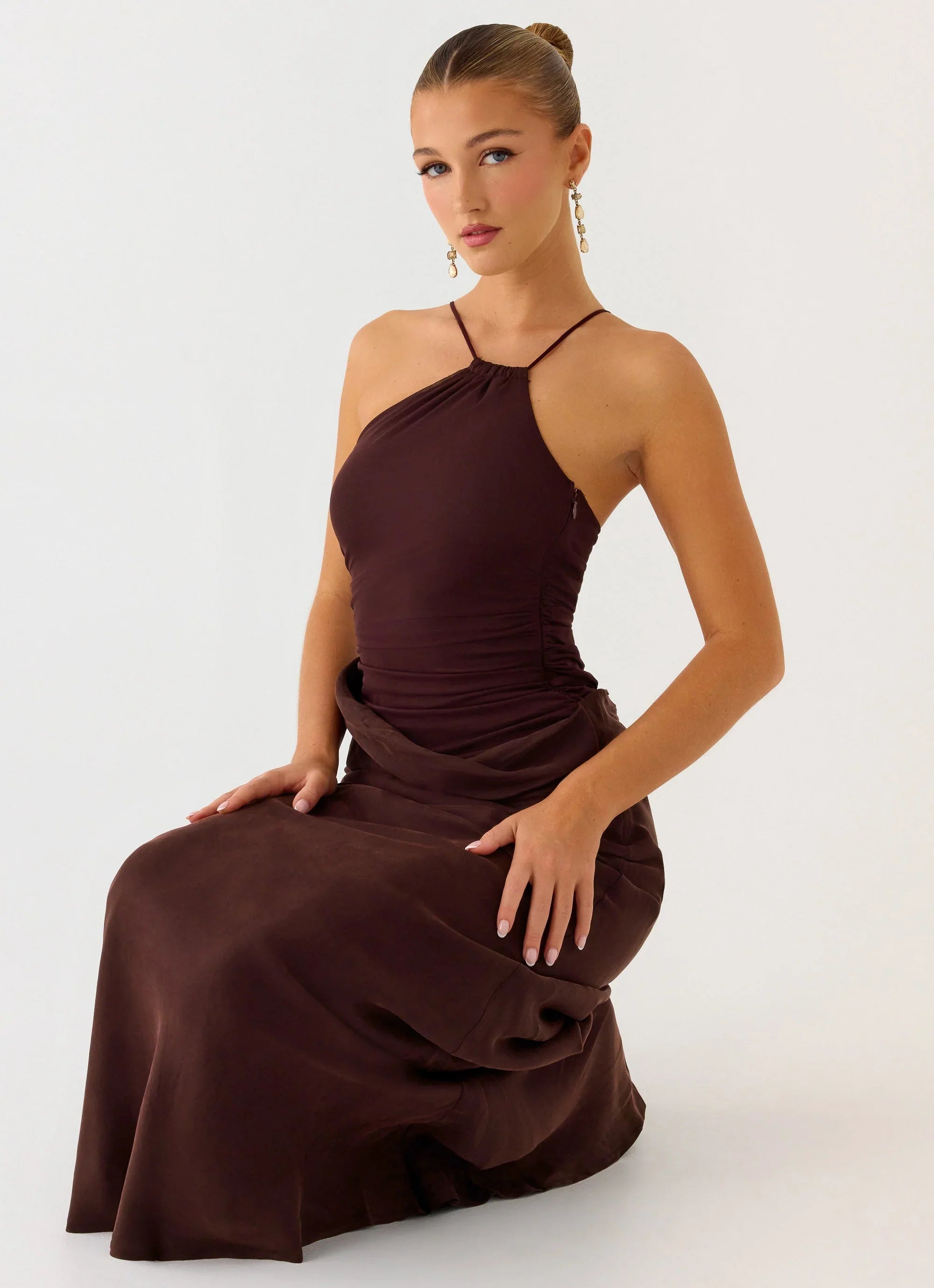Pristin Cupro Maxi Dress Cool Chocolate