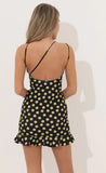 One Shoulder Ruffle Dress in Black Floral