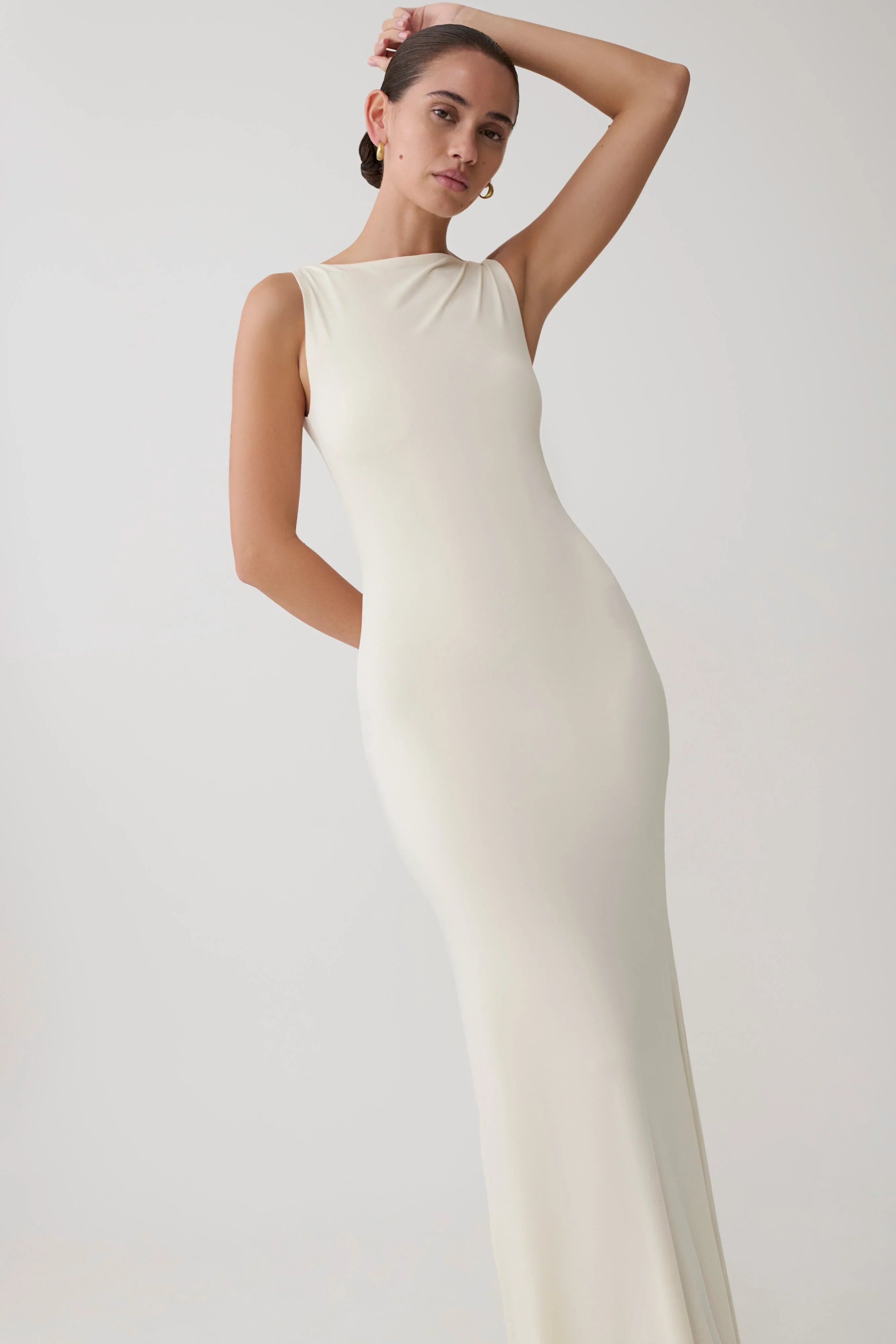 Tarna Sleeveless Slinky Maxi Dress Bone