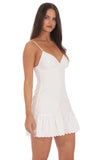 Ruffled Hem Mini Dress in White