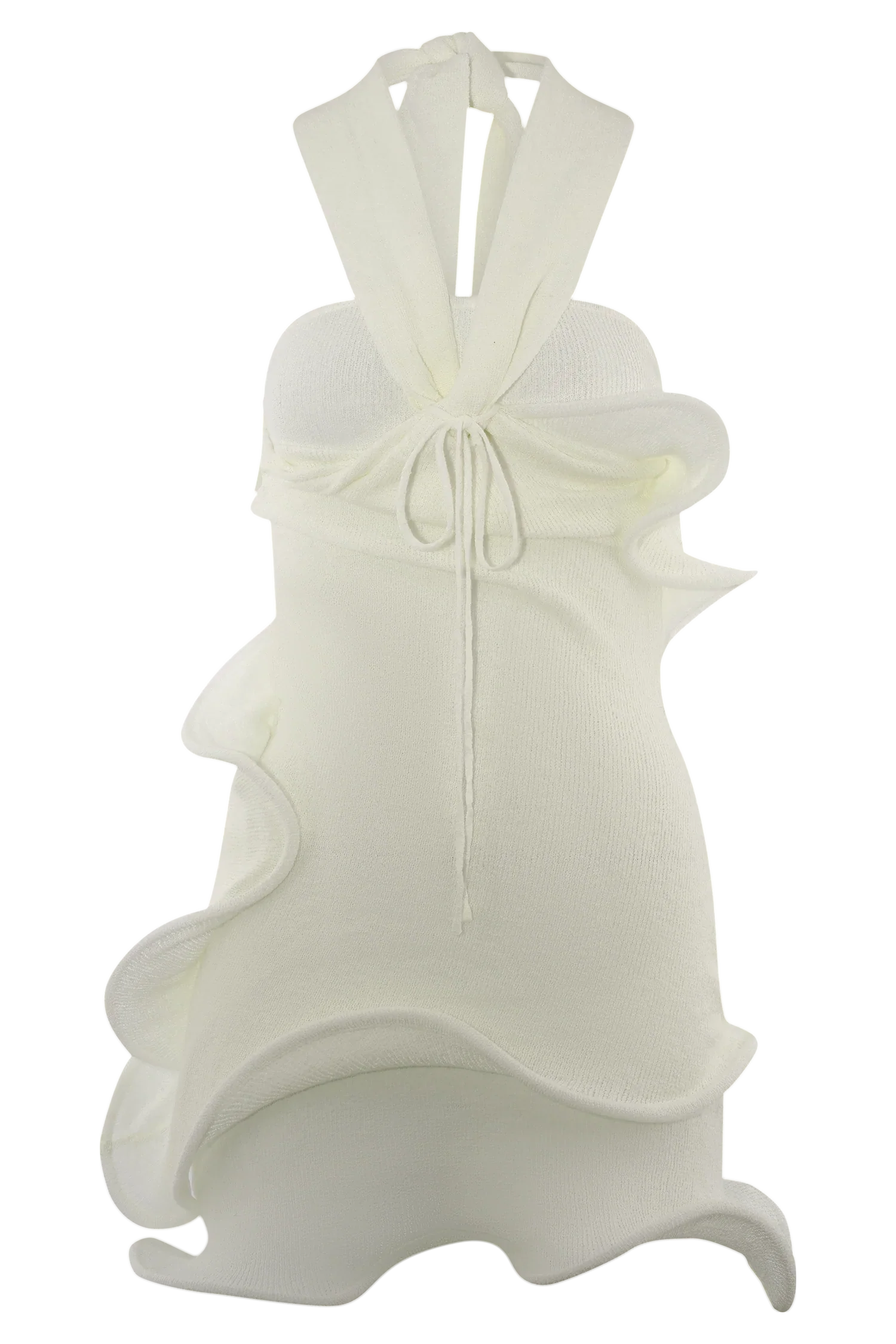 Caprice Halter Knit Mini Dress White