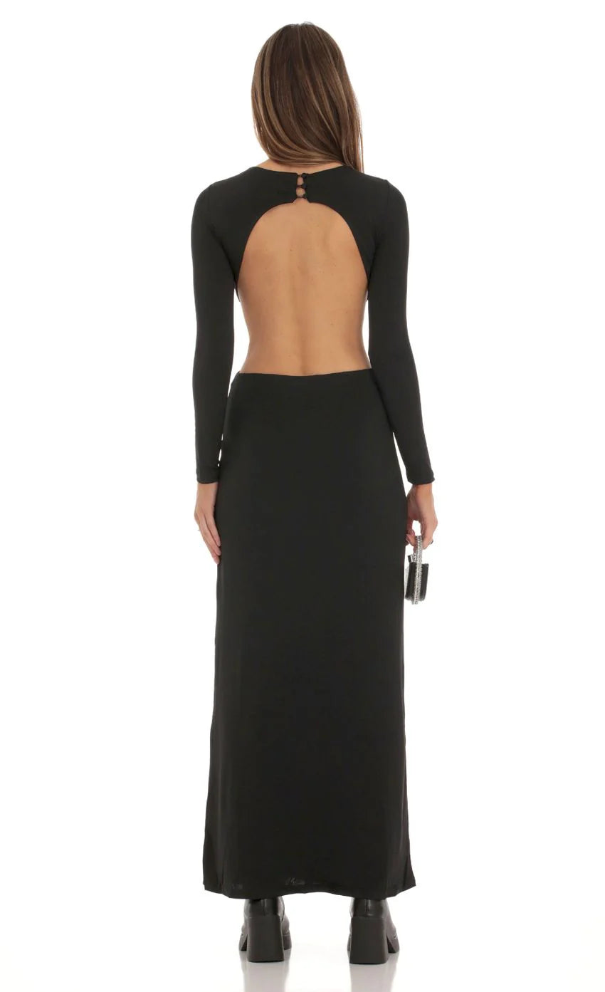 Cutout Open Back Dress in Black