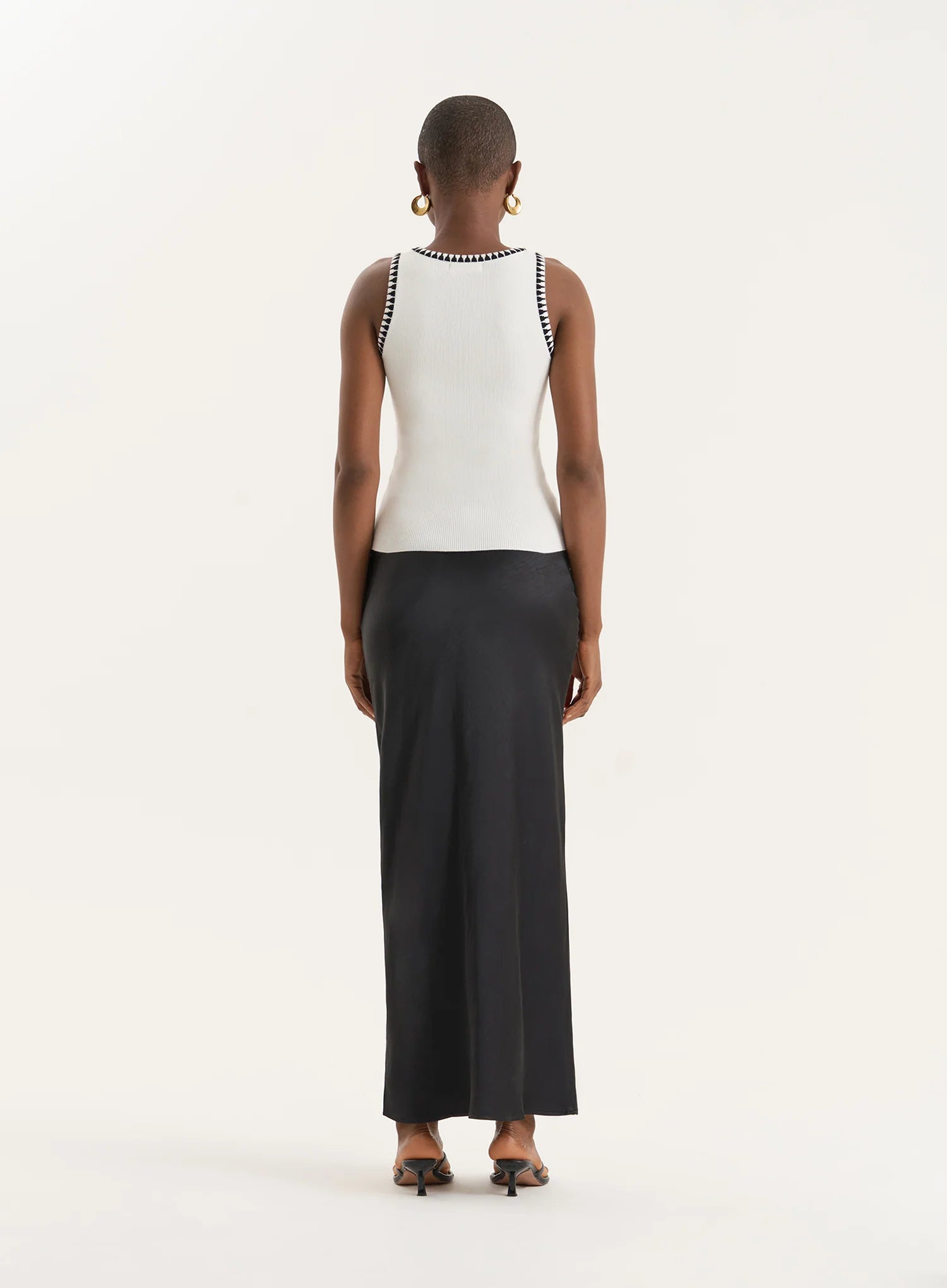 Cream Knitted Contrast Stitch Vest Top