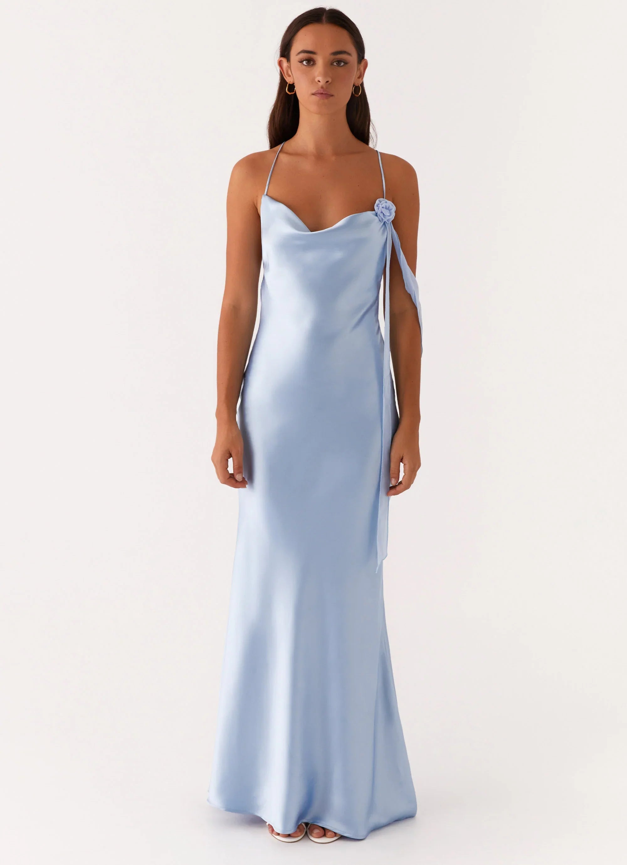 Too Sweet Satin Maxi Dress Blue