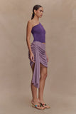 Cali Drape Skirt Knit Mini Dress Purple