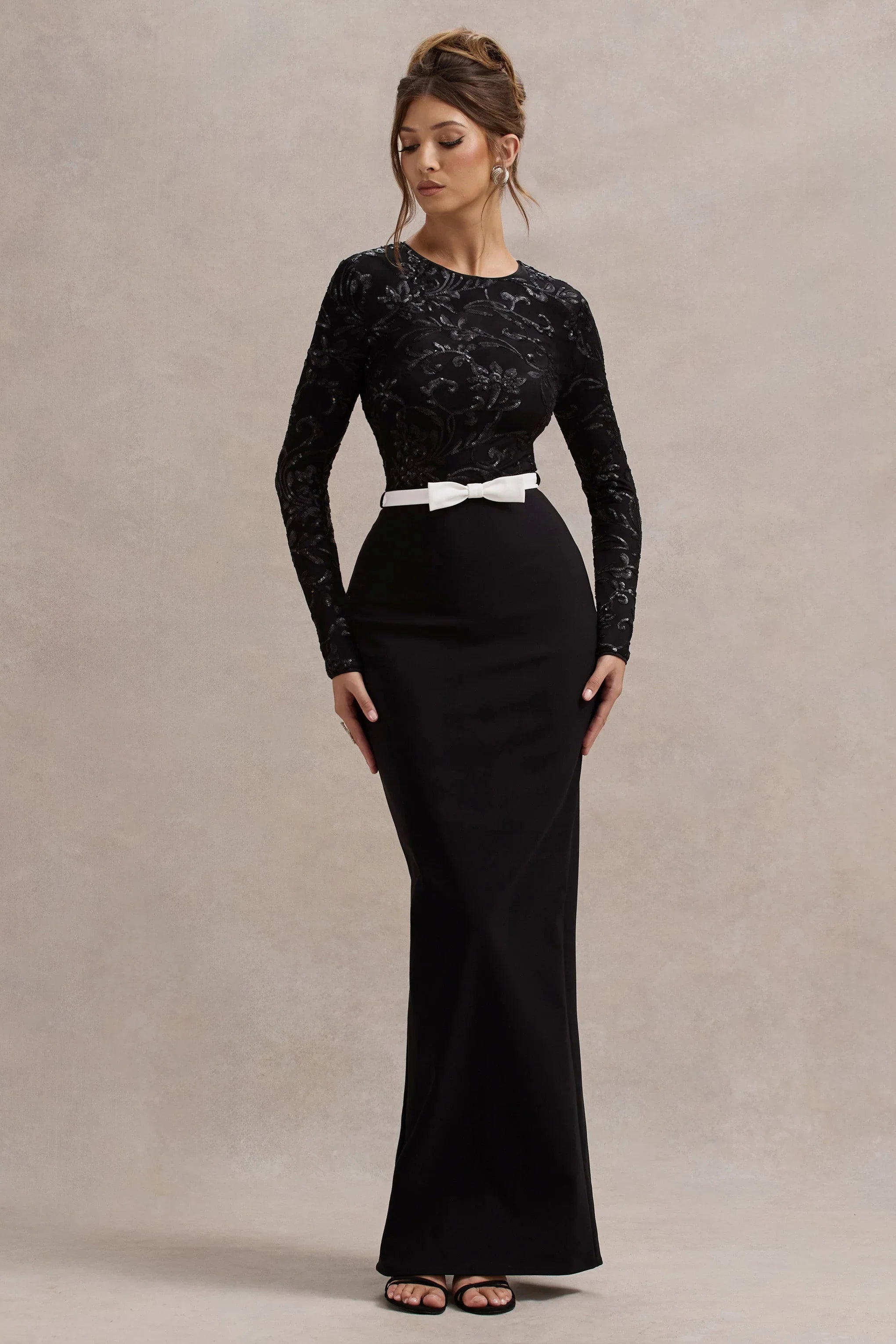 Zenith Black Lace Long Sleeve Maxi Dress
