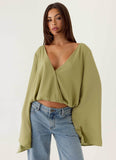 Orelia Long Sleeve Top Green Olive