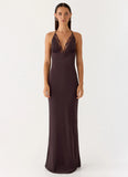 Indya Halter Maxi Dress Chocolate