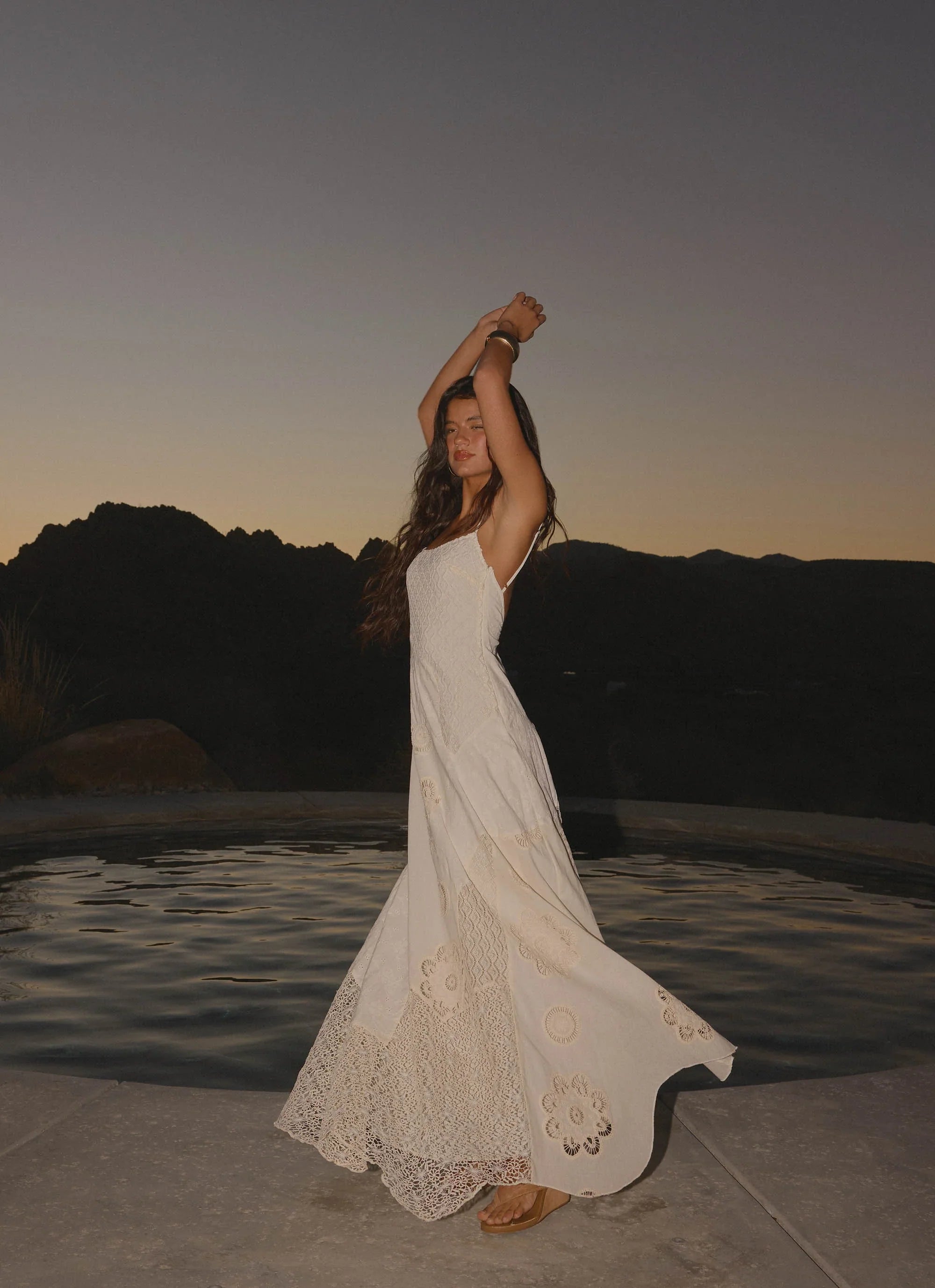 Fabienne Spliced Cotton Maxi Dress Ivory