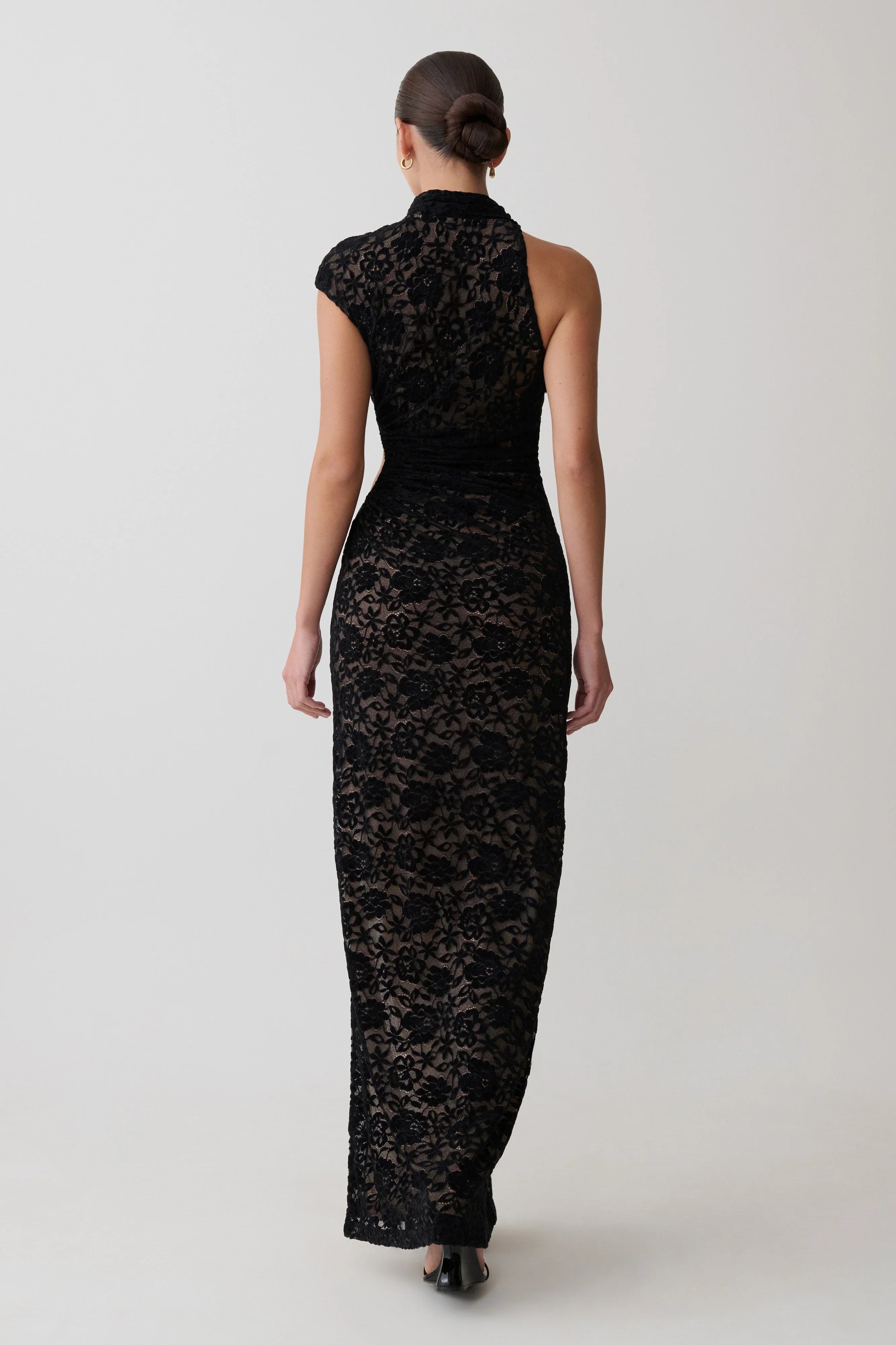 Trinh One Shoulder Maxi Dress Black