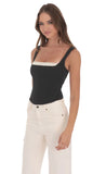 Two Toned Detailed Corset Top in Black