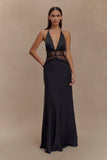 Dinah Lace And Satin Maxi Dress Black