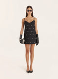 Black Embellished A Line Mini Dress