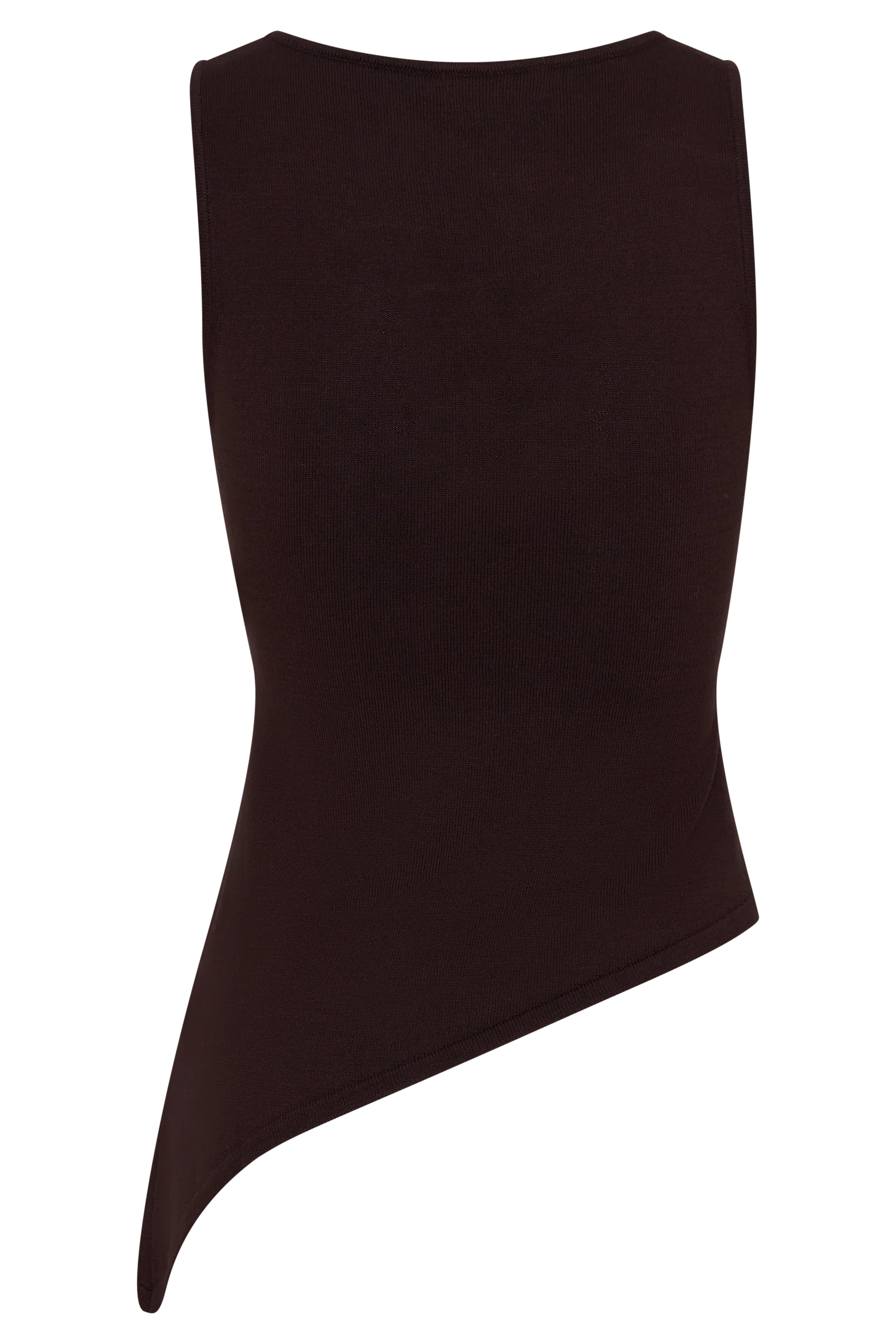 Brock Asymmetrical Neckline Knit Top Dark Chocolate