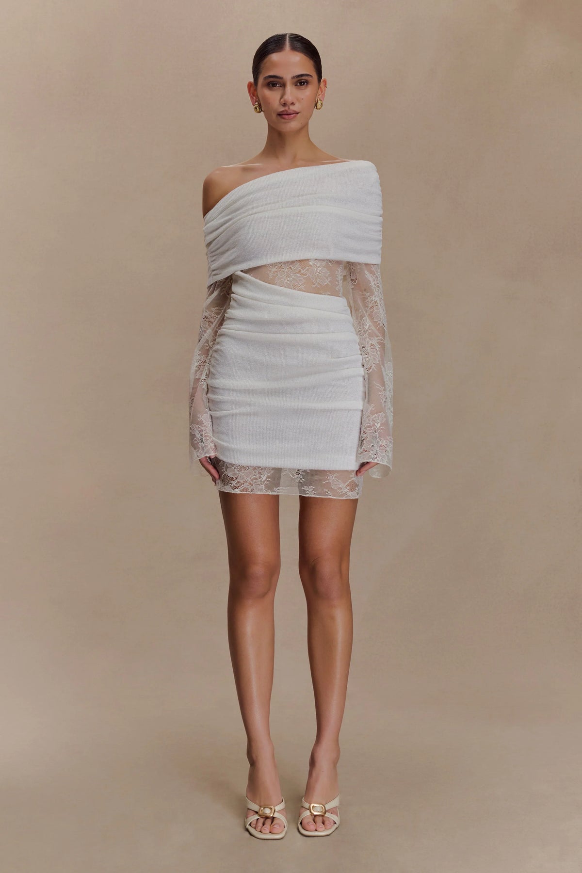 Luxie Lace Knit Mini Dress Ivory