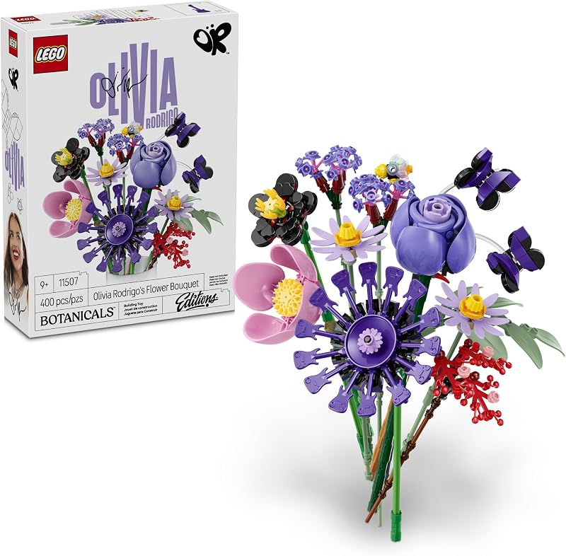 LEGO Botanicals Olivia Rodrigos Flower Bouquet 11507 Building Toys for Girls Boys Ages 9 Bedroom Decor for Fans Artificial Flowers 400 pieces Gift for Birthdays
