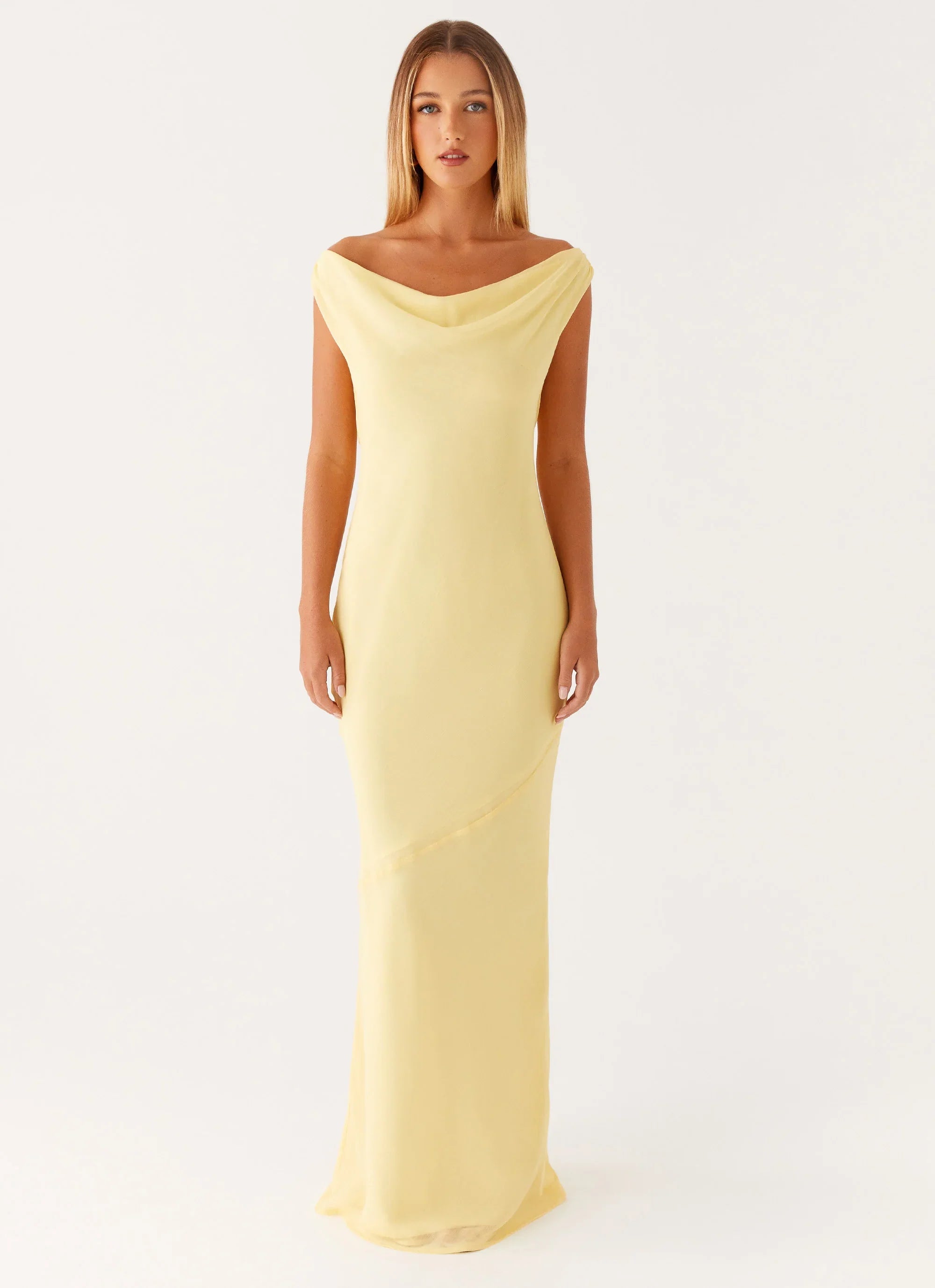 Brittany Chiffon Maxi Dress Pastel Yellow