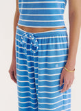 Blue Stripe Towelling Straight Leg Trouser