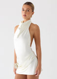 Play It Out Cowl Mini Dress Ivory