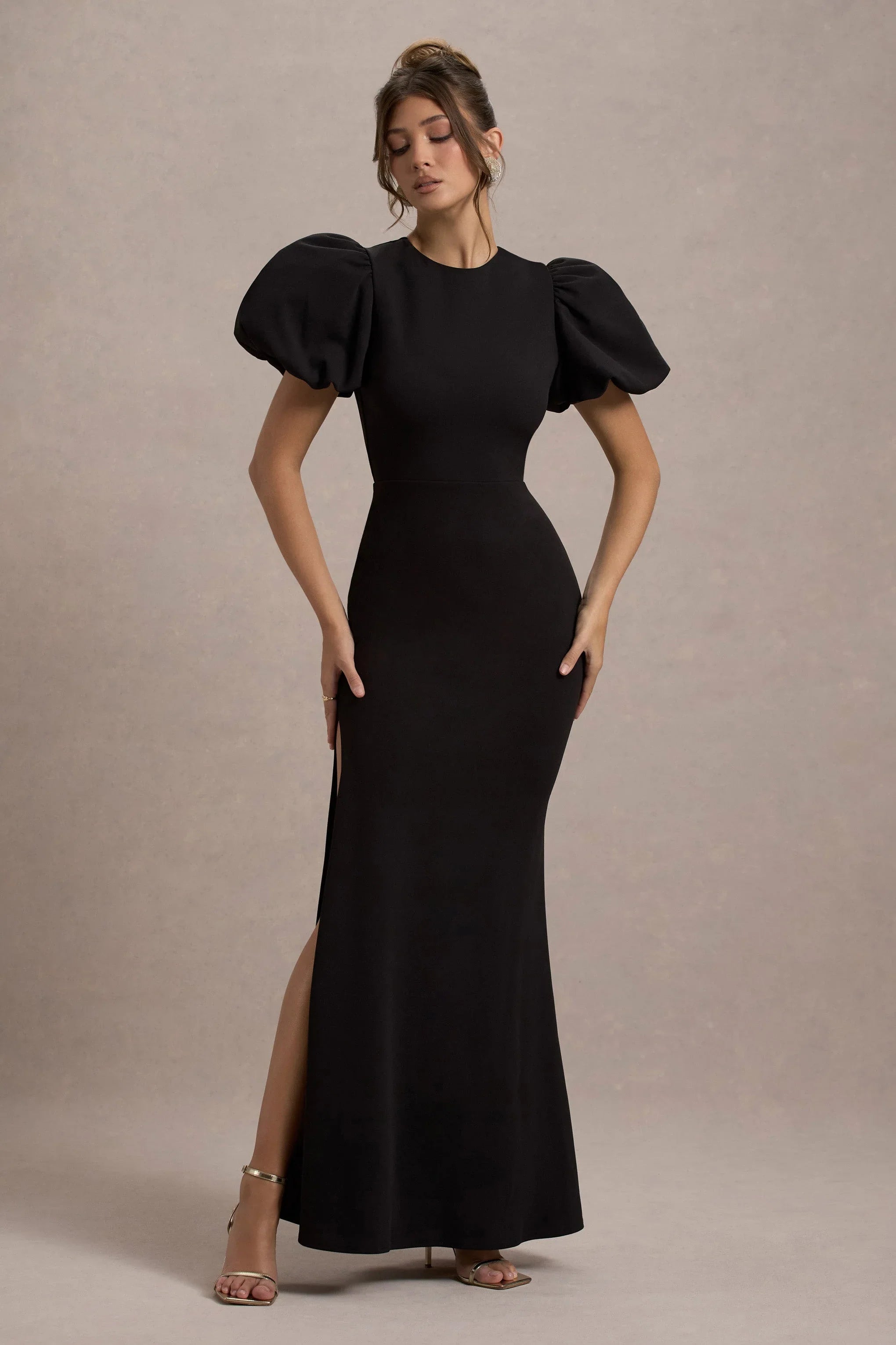Love Letters Black Puff Sleeve Maxi Dress