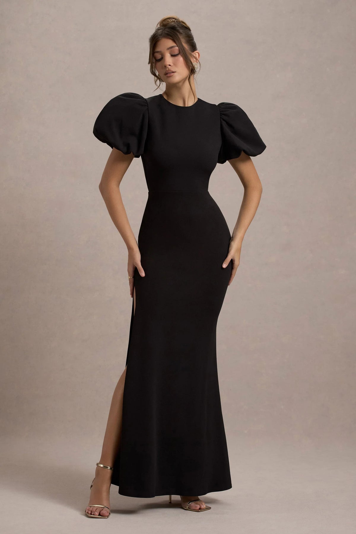 Love Letters Black Puff Sleeve Maxi Dress