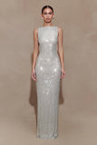 Magnolia Sleeveless Diamante Maxi Dress Silver
