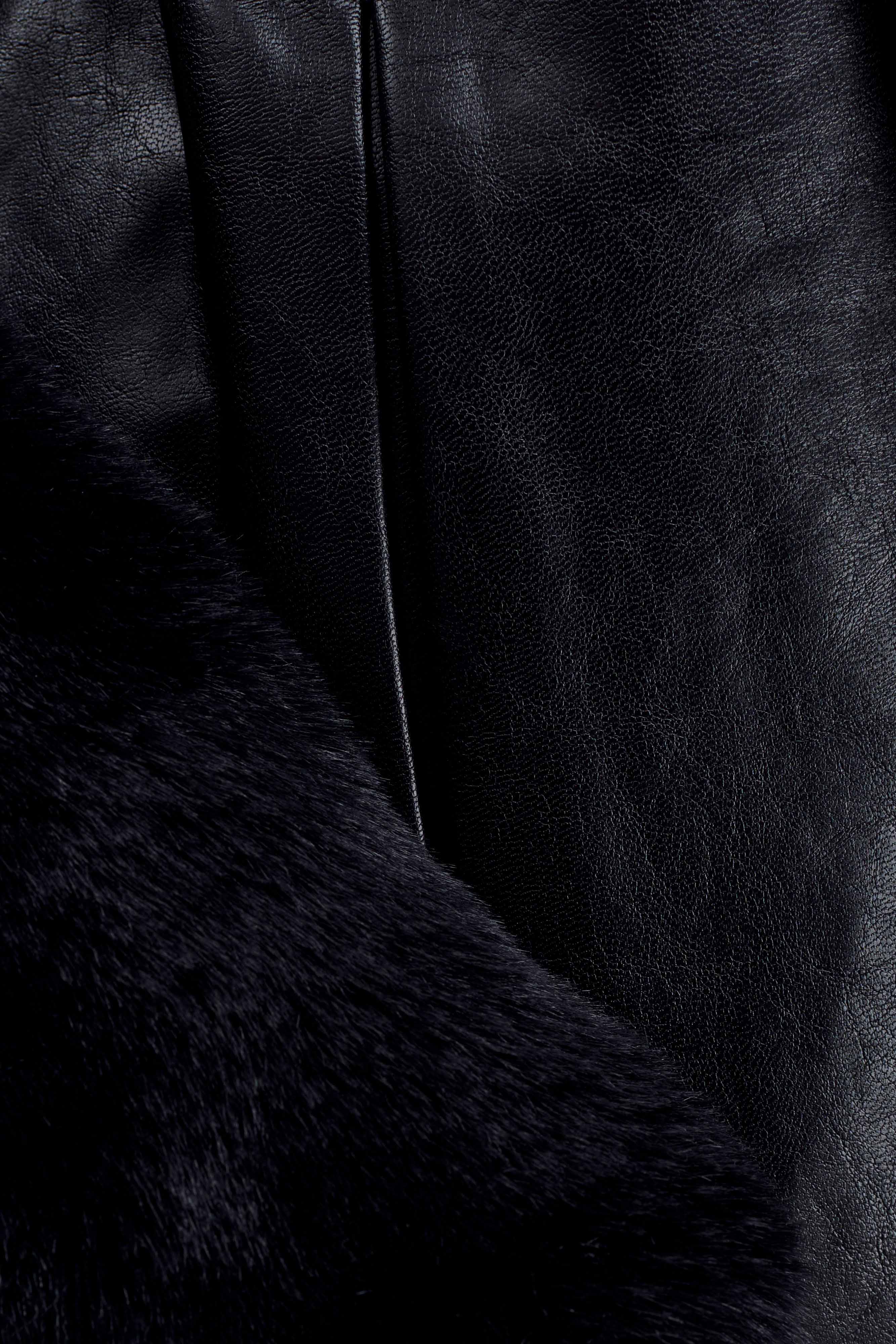 Bec Faux Leather Trench Coat With Faux Fur Black