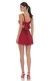 Floral Jacquard Bow Tie Dress in Maroon