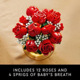 LEGO Botanicals Bouquet of Roses Artificial Flowers Fake Red Roses Building Set for Adults Ages 18 Gifts for Birthdays for Her Home Decor for Table Display 10328