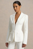 Unbeaten White Fitted Corset Blazer Jacket