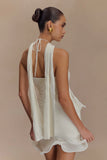 Caprice Halter Knit Mini Dress White