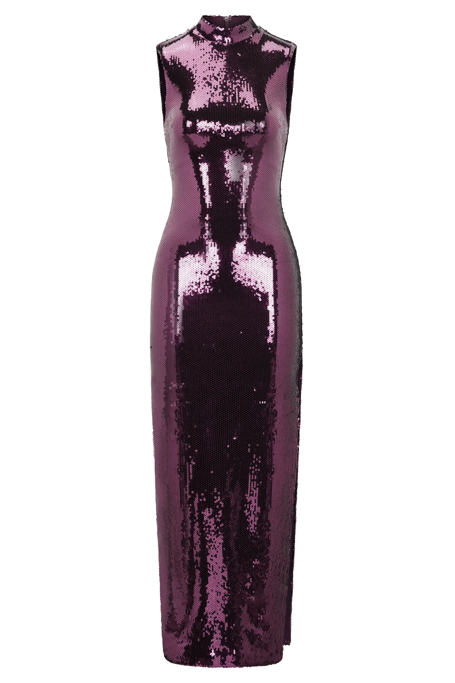 Veronica Sequin Midi Dress Plum