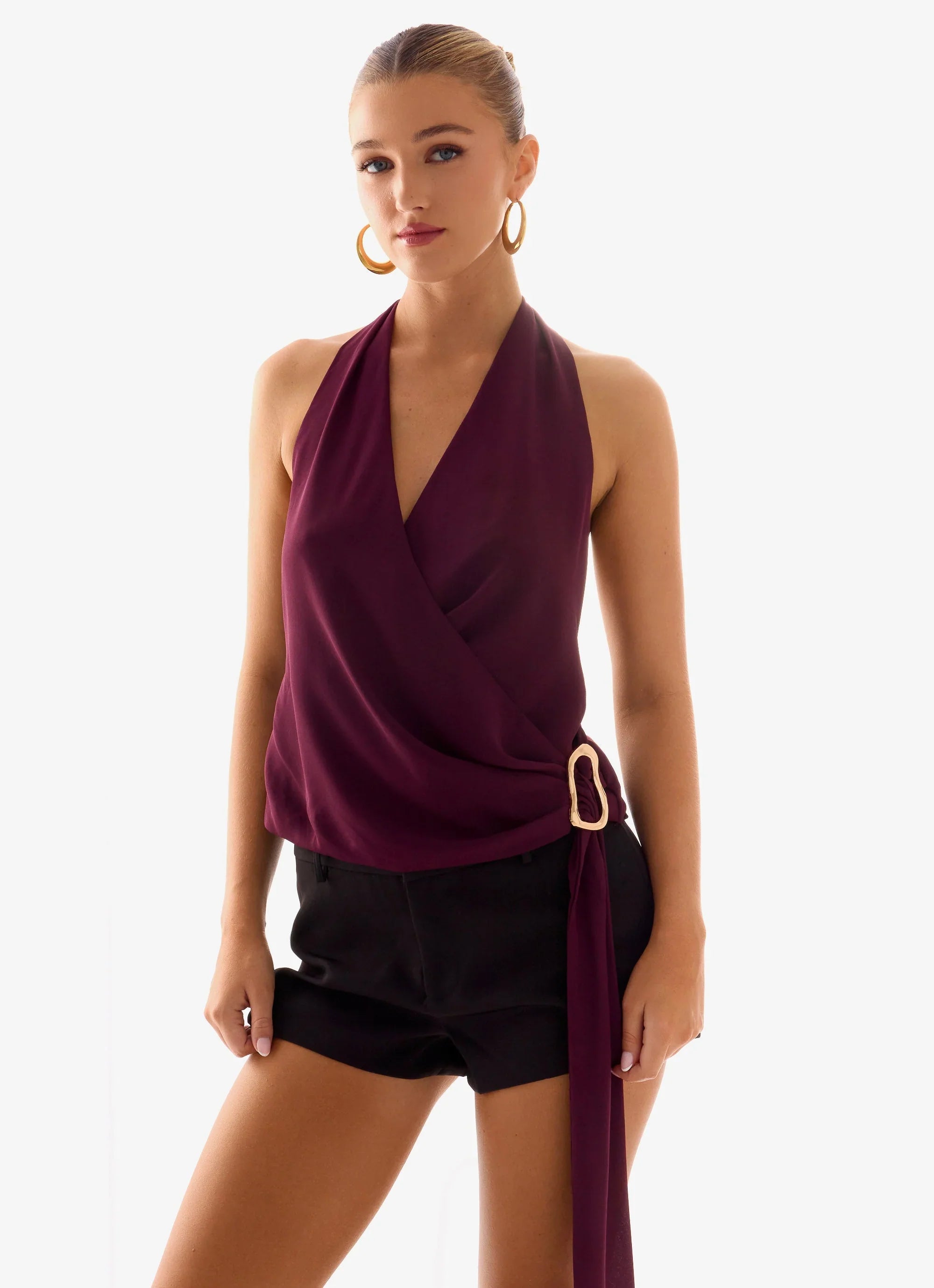 Teaha Wrap Top Plum