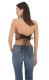 3 D Flower Strapless Top in Black