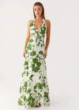 Ember Valley Cotton Maxi Dress Verdant Bloom