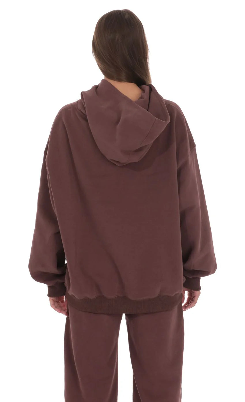 Fleece Lucy Hoodie in Brown