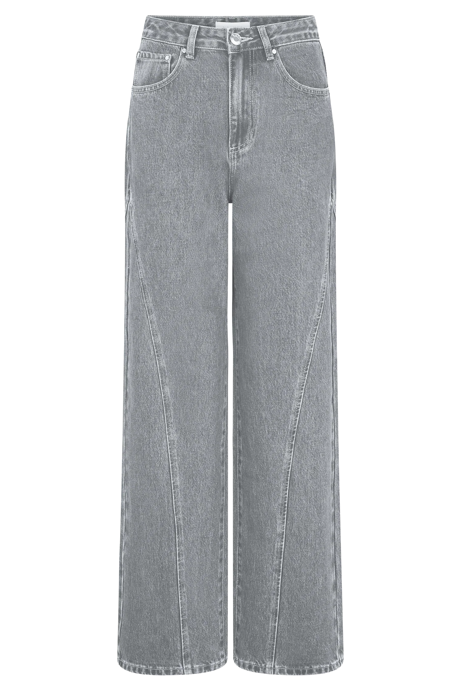 Georgette Mid Rise Paneled Denim Jeans Grey
