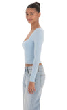Fitted Long Sleeve Top in Baby Blue