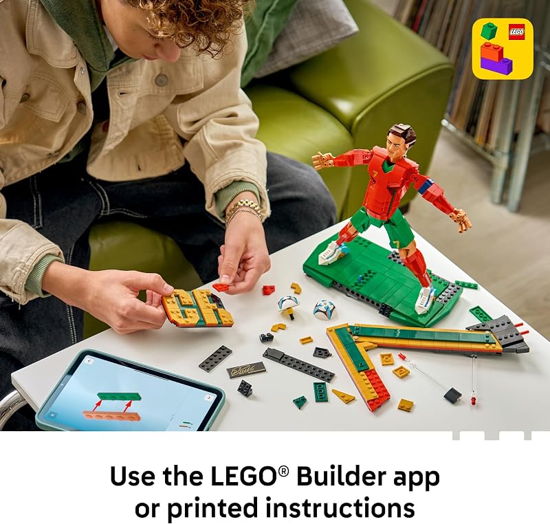 LEGO Editions Cristiano Ronaldo Soccer Legend Building Set for Boys Girls Ages 12 Collectible Soccer Gift with Plaque Kids Bedroom or Shelf Decor 43016