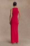 Stella Draped Slinky Maxi Dress Fuchsia Pink