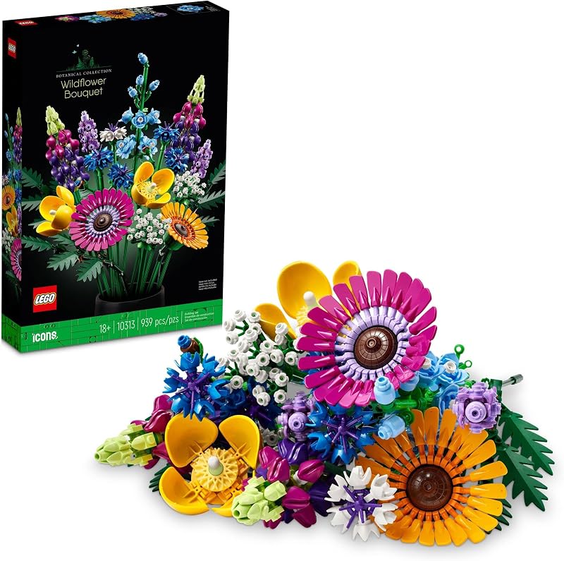 LEGO Botanicals Artificial Wildflower Bouquet Fake Indoor Flowers Building Set for Home Kitchen Desk Decoration Adults Ages 18 Gift for Birthdays 10313