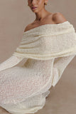 Marisol Off Shoulder Boucle Maxi Dress Ivory