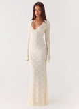 Astoria Long Sleeve Maxi Dress Ivory