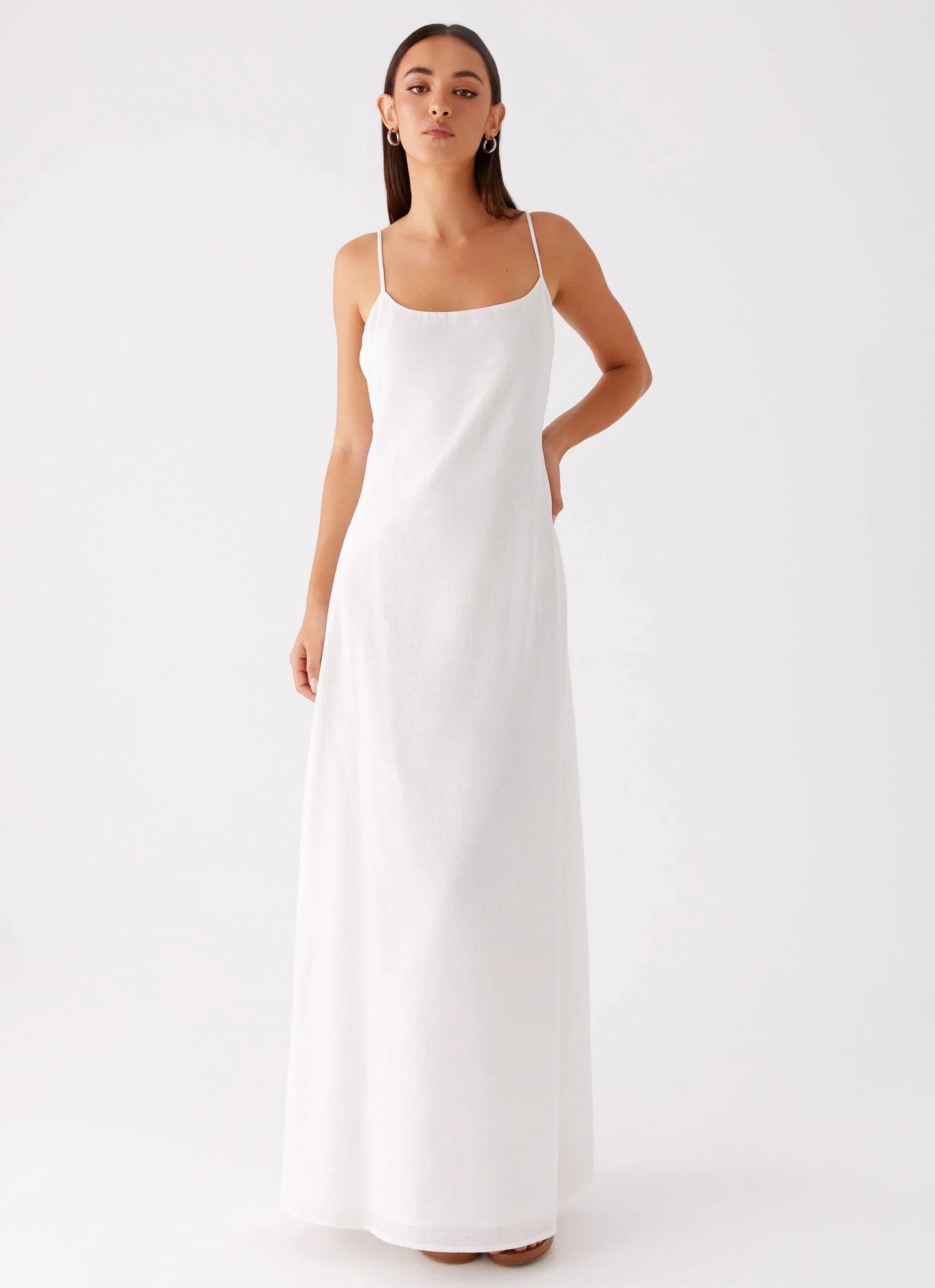 Madeleine Scoop Neck Maxi Dress Off White