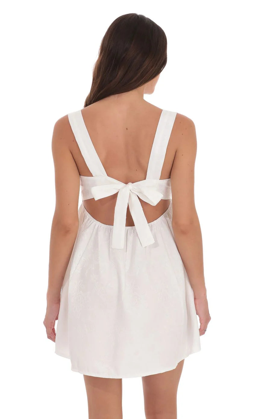 Jacquard Babydoll Dress in White